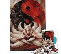 1000 Piece Jigsaws for Teenagers Puzzle Nine-Tailed Fox Yin Yang Practical Game Addictive Toys to Cultivate Patience Great Gifts Tough Challenge (size 50x75cm)