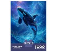 1000 Piece Jigsaws for Teenagers Puzzle Orca Leaping Through Stars Puzzle for Adults Brain Teaser Game Birthday Present Parent-child Interaction 38x26cm/1000pcs
