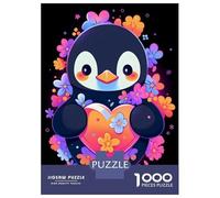 1000 Piece Jigsaws for Teenagers Puzzle Penguin Flowers And Hearts Jigsaw for Adults Relaxing Games Precision Cutting Difficult And Challenge 38x26cm/1000pcs