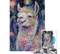 1000 Piece Jigsaws for Teenagers Puzzle Psychedelic Floral Llama Puzzle for Adults Hands-on Game Staycation Kill Time for Is Ideal As A Gifts (Size 38x26cm)