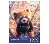 1000 Piece Jigsaws for Teenagers Puzzle Red Panda in Cherry Blossoms Puzzle for Adults Brain Teaser Game Birthday Present Parent-child Interaction 52x38cm/1000pcs