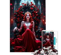 1000 Piece Jigsaws for Teenagers Puzzle Red Queen on Throne for Birthday, Chrismas A Work of Art Relaxing Games for And from 14 Years And over (50x75cm)