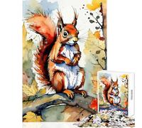 1000 Piece Jigsaws for Teenagers Puzzle Red Squirrel Watercolor Painting Toy Wall Decor Secret Santa Gifts Hands-on Game Improving Love between Couples Size 38x26cm