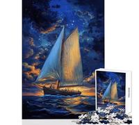 1000 Piece Jigsaws for Teenagers Puzzle Sailing Under Starlit Skies Shared Interactive Home Fun Time Special Festive Idea (38x52cm)