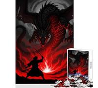 1000 Piece Jigsaws for Teenagers Puzzle Samurai Vs. Dragon︰ Epic Battle Scene Toy Wall Decor Funny Gift Brain Teaser Game Improving Love between Couples Size 50x75cm