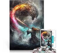 1000 Piece Jigsaws for teenagers Puzzle Samurai vs. Dragon - Prismatic Blade Against the Elemental Beast Schwierig Schwer Wohnkunstdekor38x26cm
