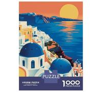 1000 Piece Jigsaws for Teenagers Puzzle Santorini Greece Illustration Adult Puzzles Relaxing Games But Fun And Humorous for Is Ideal As A Gift 70x50cm/1000pcs