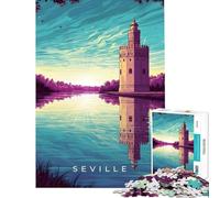 1000 Piece Jigsaws for Teenagers Puzzle Seville Tower Reflection Art Practical Game Addictive Toys to Cultivate Patience Great Gifts Tough Challenge (size 38x52cm)