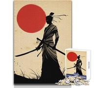 1000 Piece Jigsaws for Teenagers Puzzle Silhouette Samurai Woman Warrior with Rising Sun Educational Games Precision Cutting Anti-Stress Toys Size 38x52cm
