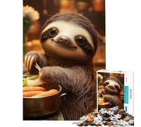 1000 Piece Jigsaws for Teenagers Puzzle Sloth Cooking for Birthday, Chrismas A Work of Art Relaxing Games for And from 14 Years And over (50x75cm)
