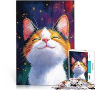1000 Piece Jigsaws for teenagers Puzzle Smiling Cat in Space DIY-Spielzeug denn eignet sich ideal als Geschenk für die ganze Familie75x50cm