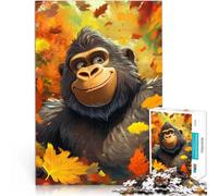 1000 Piece Jigsaws for teenagers Puzzle Smiling Gorilla in Autumn Schwierig Schwer Geschenke für Freunde und Familie75x50cm