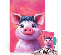 1000 Piece Jigsaws for teenagers Puzzle Smiling Pig Illustration Lernspielzeug Die Liebe zwischen Paaren stärken52x38cm