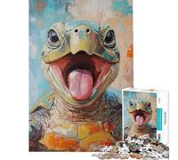 1000 Piece Jigsaws for Teenagers Puzzle Smiling Turtle Painting Puzzle for Adults Hands-on Game Staycation Kill Time for Is Ideal As A Gifts (Size 38x52cm)