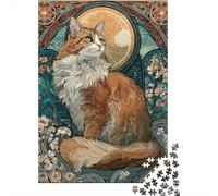 1000 Piece Jigsaws for Teenagers Puzzle Stained Glass Cat Art Print-5 Puzzles for Adults Toy Wall Decor Perfect Decoration Difficult And Challenge 70x50cm/1000pcs