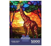1000 Piece Jigsaws for Teenagers Puzzle Stained Glass Giraffe Adult Jigsaw Hands-on Game But Fun And Humorous Parent-child Interaction 38x26cm/1000pcs