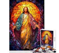 1000 Piece Jigsaws for Teenagers Puzzle Stained Glass Jesus Christ Portrait Hands-on Game Learning Educational Home Decoration Toys Decompressing Intellectual (38x52cm)