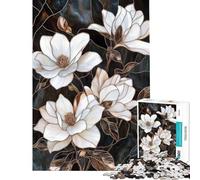 1000 Piece Jigsaws for Teenagers Puzzle Stained Glass Magnolia Help The Brain Exercise Difficult Challenge Relax Games for Ages 14 And over (38x52cm)