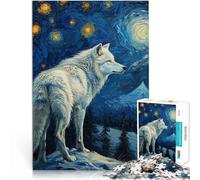 1000 Piece Jigsaws for teenagers Puzzle Starlit White Wolf Lernspiele Heimdekoration einzigartiges Herausforderungsspiel75x50cm