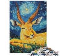 1000 Piece Jigsaws for Teenagers Puzzle Starry Night Gazelle Impossible Game Difficult Hard Anti-Stress Toys Stress Reduction Gifts Size 38x52cm