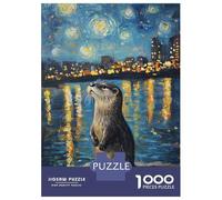1000 Piece Jigsaws for Teenagers Puzzle Starry Night Otter Puzzle for Adults Brain Teaser Game Birthday Present Parent-child Interaction 38x26cm/1000pcs