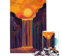 1000 Piece Jigsaws for Teenagers Puzzle Sunset Forest Waterfall Challenging To Complete Perfect Decoration Relaxing Games for And from 14 Years And over (38x52cm)