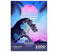 1000 Piece Jigsaws for Teenagers Puzzle Synthwave Wave And Sunset Jigsaw for Adults Relaxing Games Precision Cutting Difficult And Challenge 38x26cm/1000pcs