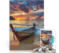 1000 Piece Jigsaws for teenagers Puzzle Thai Fisher Boat On Beach Schwierig Schwer Einzigartige Wohndekoration und Geschenke75x50cm