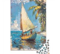 1000 Piece Jigsaws for Teenagers Puzzle Tropical Island Sailing Scene Jigsaw Puzzle Family Games Hand Speed Race Birthday And Unique Gifts 38x26cm/1000pcs
