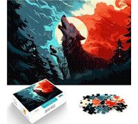 1000 Piece Jigsaws for teenagers Puzzle Twin Wolves Howling Night Lustige Spiele Verbessern Sie das Gedächtnis75x50cm