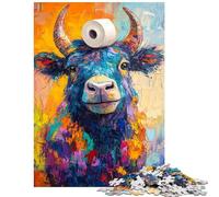 1000 Piece Jigsaws for Teenagers Puzzle Vibrant Bull with Toilet Paper Impossible Game Difficult Hard Anti-Stress Toys Stress Reduction Gifts Size 75x50cm