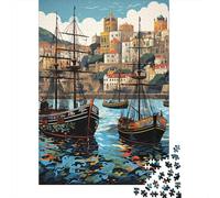 1000 Piece Jigsaws for Teenagers Puzzle Vintage Sailing Ships Harbor Scene Jigsaw Puzzle Family Games Hand Speed Race Birthday And Unique Gifts 38x26cm/1000pcs