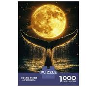 1000 Piece Jigsaws for Teenagers Puzzle Whale Tail Under Full Moon Puzzle for Adults Brain Teaser Game Birthday Present Parent-child Interaction 70x50cm/1000pcs