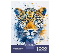 1000 Piece Jigsaws for Teenagers Puzzle Wildly Spotted Leopard Watercolor Puzzle for Adults Brain Teaser Game Birthday Present Parent-child Interaction 38x26cm/1000pcs