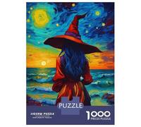 1000 Piece Jigsaws for Teenagers Puzzle Witch at The Beach Puzzle for Adults Brain Teaser Game Birthday Present Parent-child Interaction 52x38cm/1000pcs