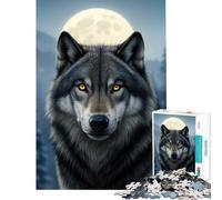 1000 Piece Jigsaws for Teenagers Puzzle Wolf Portrait Under Moonlight Help The Brain Exercise Difficult Challenge Relax Games for Ages 14 And over (38x26cm)