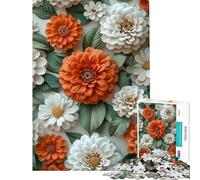 1000 Piece Jigsaws for Teenagers Puzzle Zinnia Floral Poster Help The Brain Exercise Difficult Challenge Relax Games for Ages 14 And over (38x52cm)