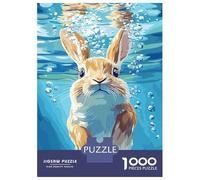 ·1000 Piece Jigsaws for Teenagers Rabbit Underwater with Bubbles Illustration Adult Jigsaw Puzzle Anti-Stress Toys Hand Speed Race Educational Challenge 52x38cm/1000pcs