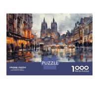1000 Piece Jigsaws for Teenagers Rainy Cityscape with Cathedral Adult Jigsaw Puzzle Hands-on Game But Fun And Humorous Educational Challenge 38x26cm/1000pcs
