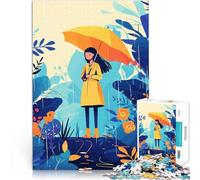 1000 Piece Jigsaws for teenagers Rainy Day Umbrella Blue Forest Minimalist Art Illustration Lernspiele Heimdekoration75x50cm