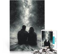 1000 Piece Jigsaws for teenagers Romantic Stargazing Under the Milky Way - Charcoal Art Stressabbau Perfekte Dekoration75x50cm