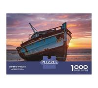 1000 Piece Jigsaws for Teenagers Rustic Fishing Boat Sunset Puzzle for Adults Hands-on Game Difficult Challenge Educational Challenge 52x38cm/1000pcs