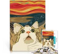 1000 Piece Jigsaws for teenagers Scream Cat Herausforderndes Spielspielzeug Jedes Stück ist einzigartig Anspruchsvolles Familienspiel52x38cm