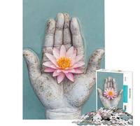 1000 Piece Jigsaws for Teenagers Serene Water Lily in Buddha's Hand Difficult And Challenge Wall Decoration DIY Toys for 14+ Puzzle Game Offered (50x75cm)
