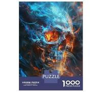 1000 Piece Jigsaws for Teenagers Skull Fire Art Print Puzzles for Adults Hands-on Game Presents for Women Gifts for Friends And Family 52x38cm/1000pcs