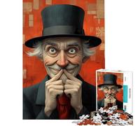 1000 Piece Jigsaws for Teenagers Smiling Gentleman in Top Hat Toilet Challenging To Complete Perfect Decoration Relax Games for And 14 Years And over (38x26cm)