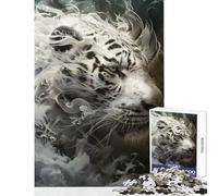 1000 Piece Jigsaws for Teenagers Smoky Tiger Beast Educational Toy Gift Birthday Brain Teaser Game Artists' Collection, Fine Arts Size 38x26cm