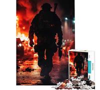 1000 Piece Jigsaws for Teenagers Soldier in War Zone for Educational Game Challenge Toy Relax Games Presents for Women Great Gifts (Size 38x26cm)