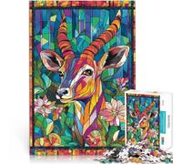 1000 Piece Jigsaws for teenagers Stained Glass Antelope Staycation: Zeit totschlagen Verbessern Sie das Gedächtnis75x50cm