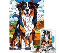 1000 Piece Jigsaws for Teenagers Stained Glass Bernese Mountain Dog Help The Brain Exercise For Family Fun Educational Game for Age 14+ Game (38X26cm)